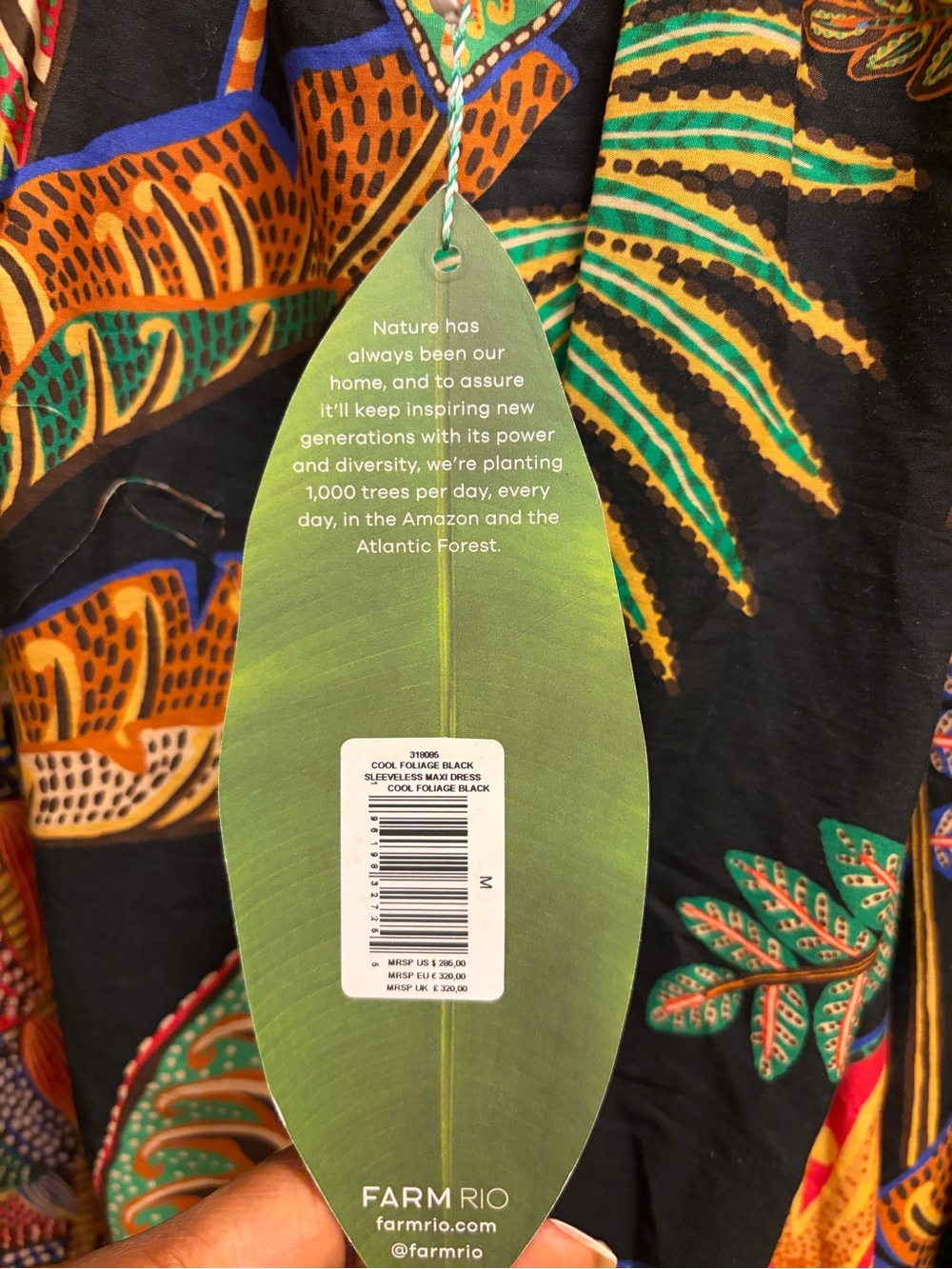 FARM Rio Black Tropical Leaf Backless Maxi Dress - Picture 4 of 4